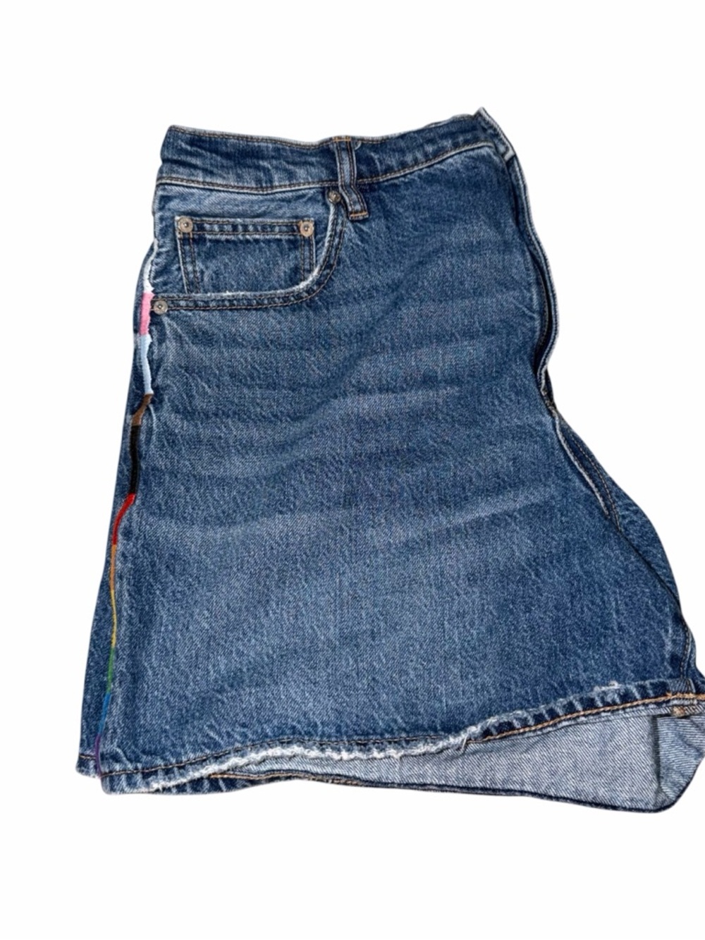 American Eagle Outfitters PRIDE 🏳️‍🌈 Dark Blue High-Rise Denim Shorts - Picture 10 of 10